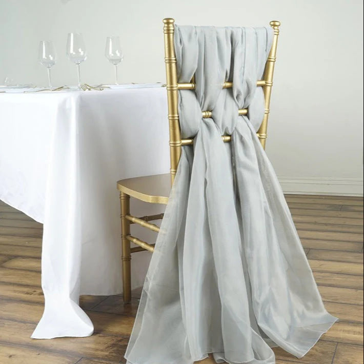 5Pcs Pack of Milk Yarn Chair Sashes/Ties 22"x80" Silver Gray