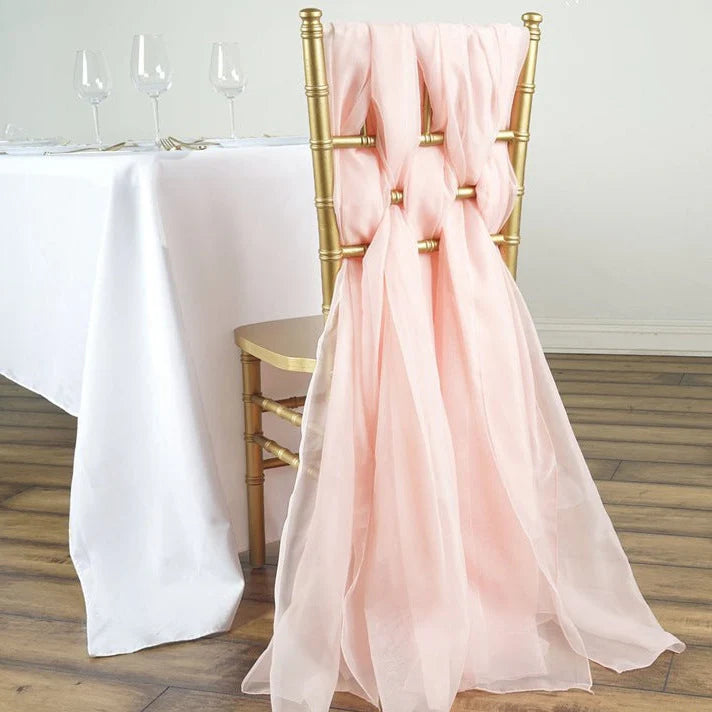 5Pcs Pack of Milk Yarn Chair Sashes/Ties 22"x80" Light Pink
