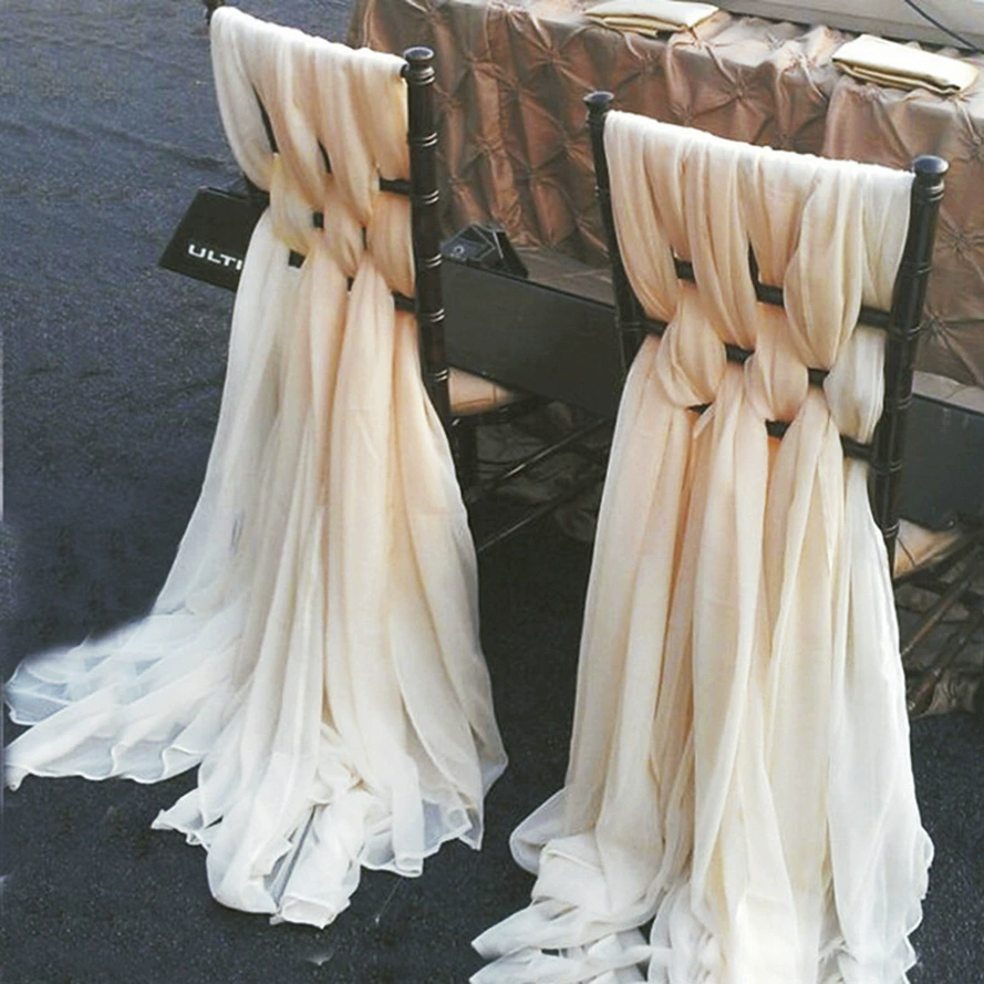 5 Pc Premium Milk Yarn Chair Sashes 22"x80" Gold