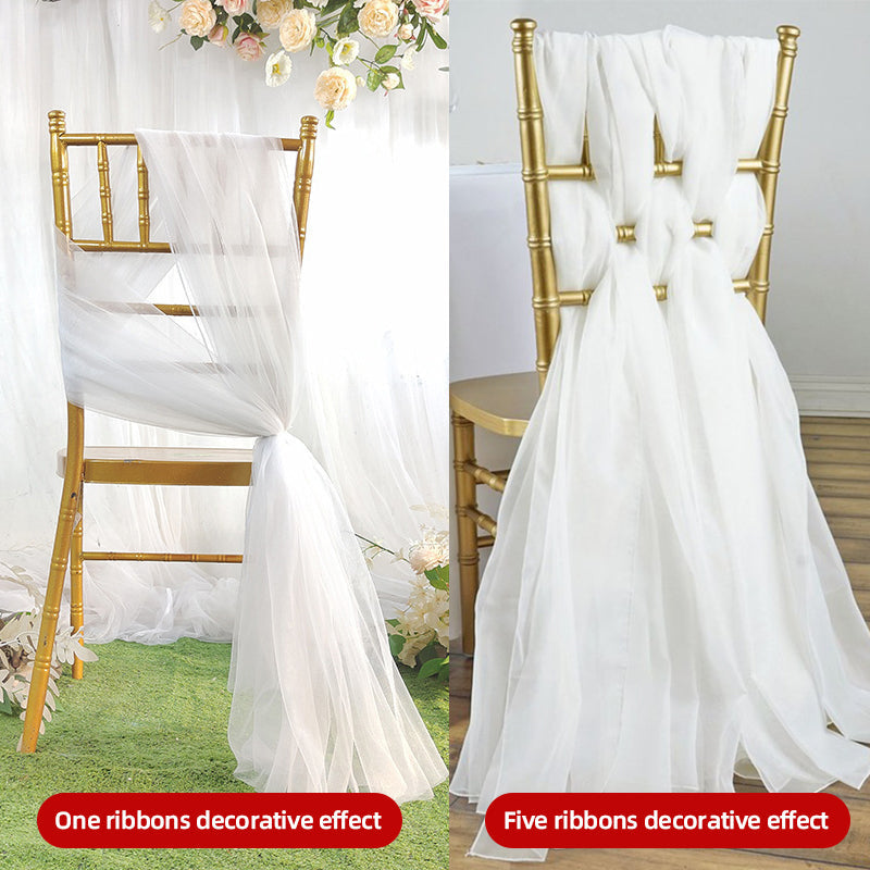 5 Pc Premium Milk Yarn Chair Sashes 22"x80" Gold