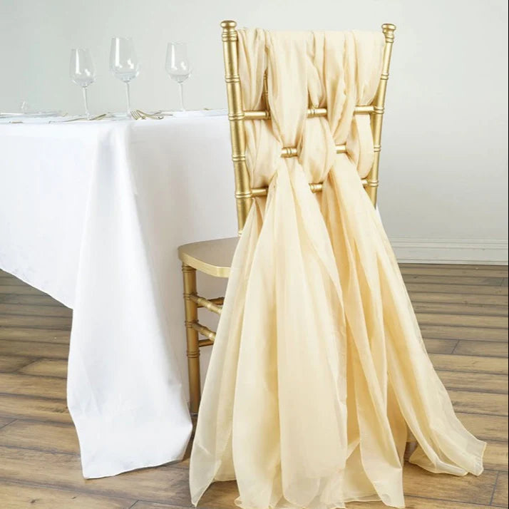5Pcs Pack of Milk Yarn Chair Sashes/Ties 22"x80" Beige