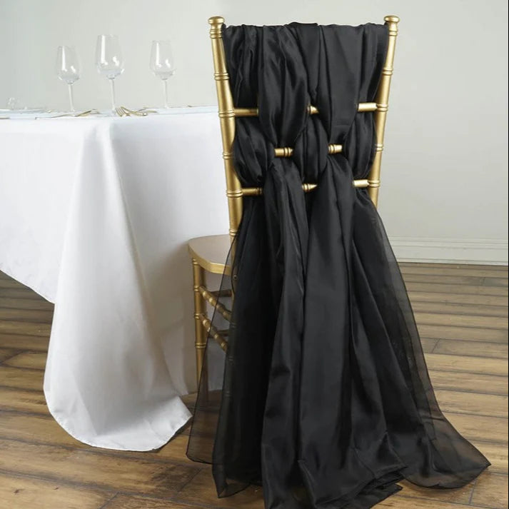 5Pcs Pack of Milk Yarn Chair Sashes/Ties 22"x80" Black