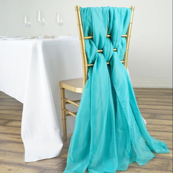 5Pcs Pack of Milk Yarn Chair Sashes/Ties 22"x80" Tiffany Blue