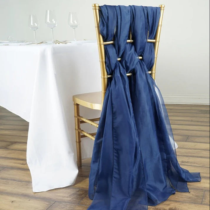 5Pcs Pack of Milk Yarn Chair Sashes/Ties 22"x80" Navy Blue