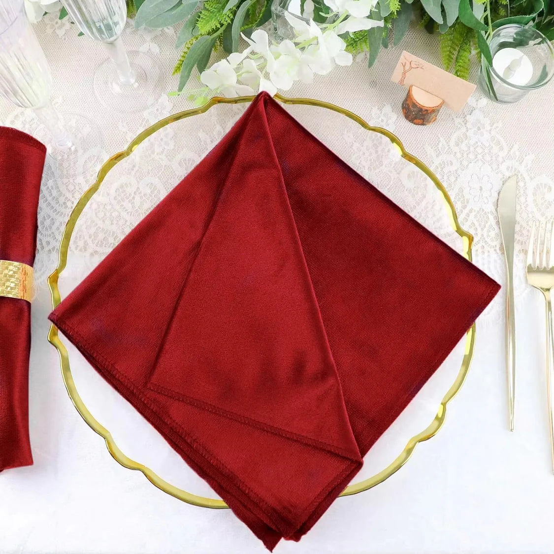 5 Pc Velvet 18"x18" Napkin Red