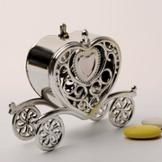 12 Pc Princess Heart Carriage Candy Container Gift Boxes 4" Silver