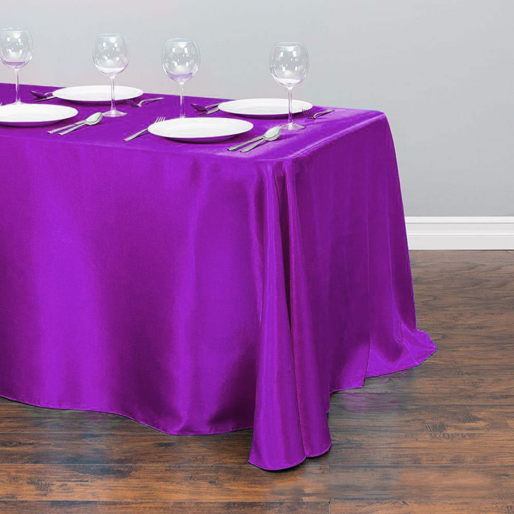 Satin Rectangular 90"x156" Tablecloth Purple Red