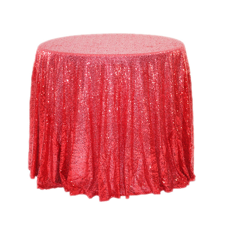 Sequin Round Tablecloth 90" Red