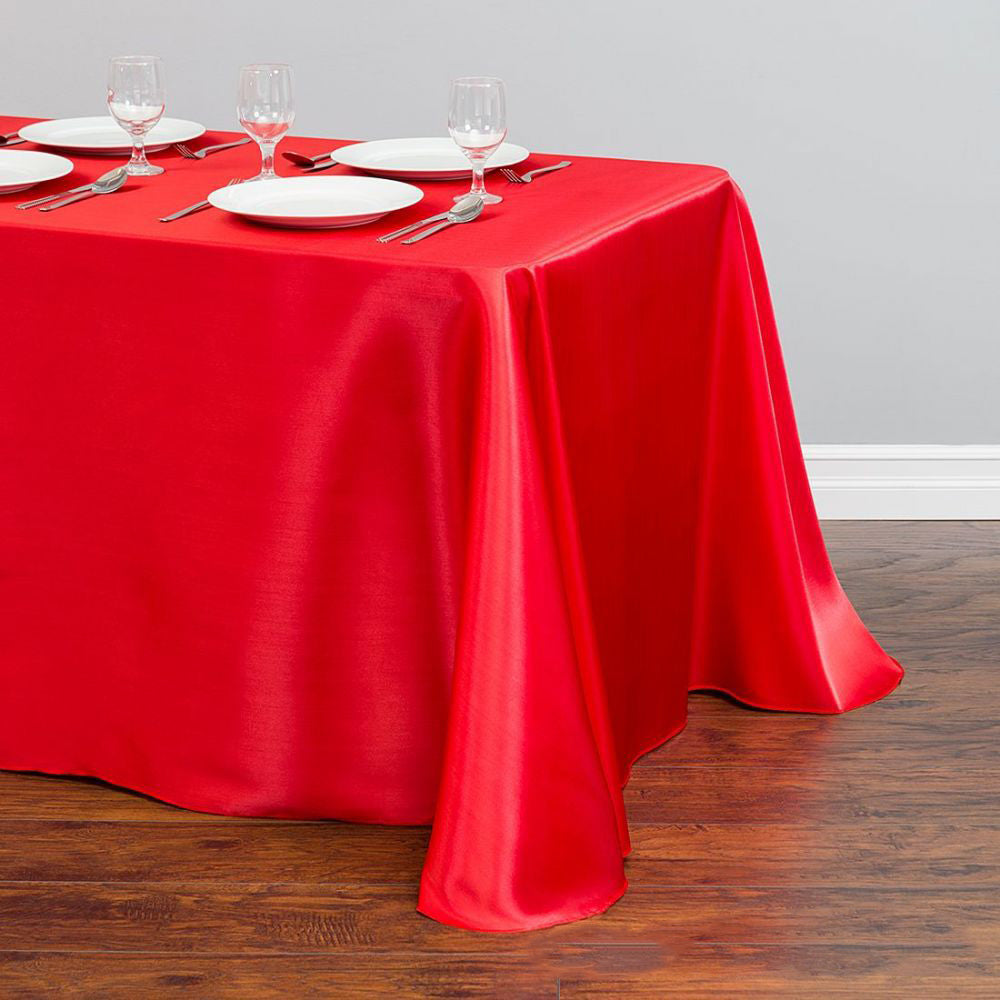 Satin Rectangular 90"x156" Tablecloth Red