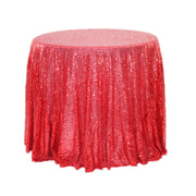 Sequin Round Tablecloth 108" Red