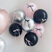 Mini Ribbon Bows Balloons DIY Party Decorations 12" Black Pink Silver