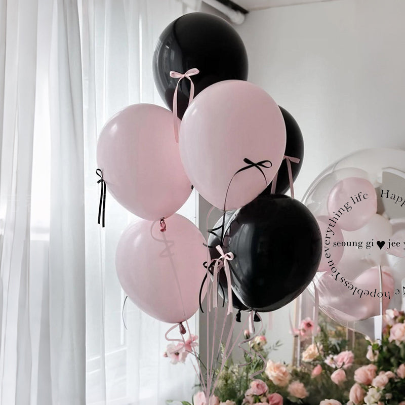 Mini Ribbon Bows Balloons DIY Party Decorations 12" Black Pink