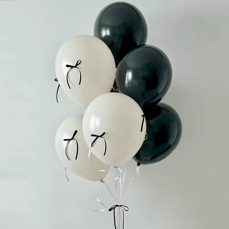 Mini Ribbon Bows Balloons DIY Party Decorations 12" Black White