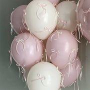 Mini Ribbon Bows Balloons DIY Party Decorations 12" Dusk Pink White