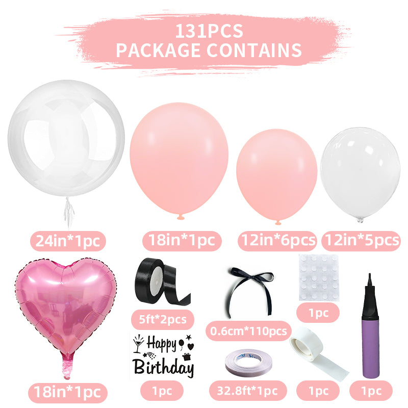 Mini Ribbon Bows Balloons DIY Party Decorations with BOBO Balloon 18" Pearl Pink Soft Pink