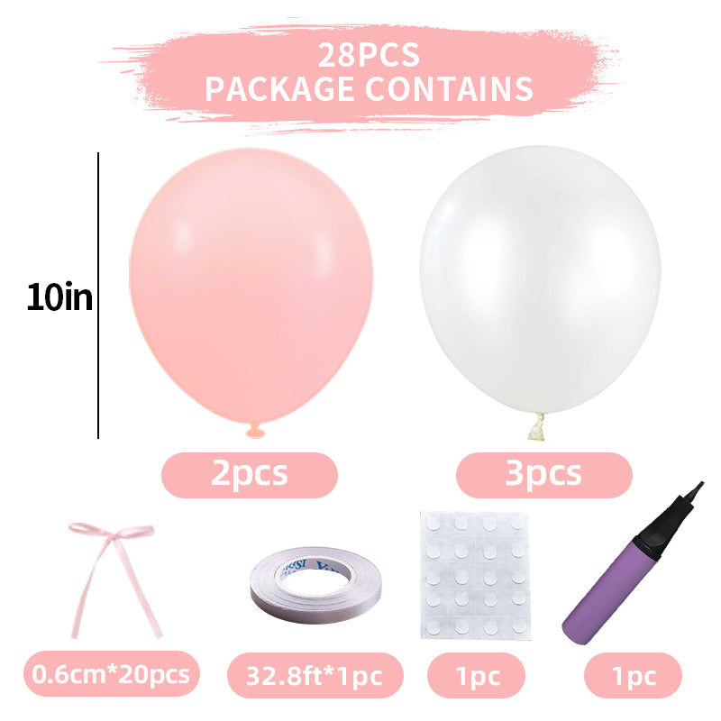 Mini Ribbon Bows Balloons DIY Party Decorations 10" Soft Pink Pearl White