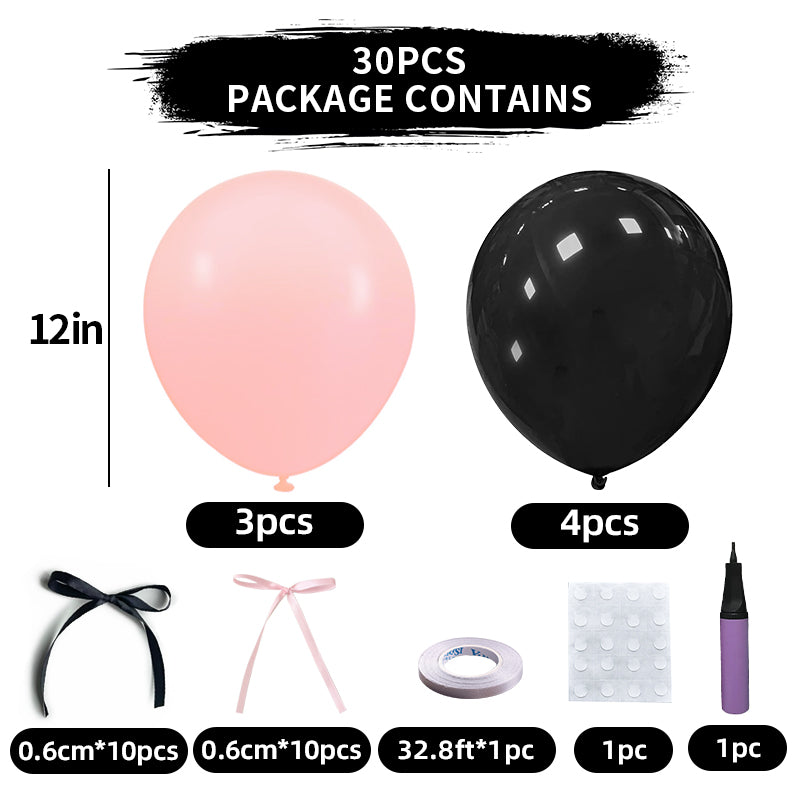 Mini Ribbon Bows Balloons DIY Party Decorations 12" Black Pink