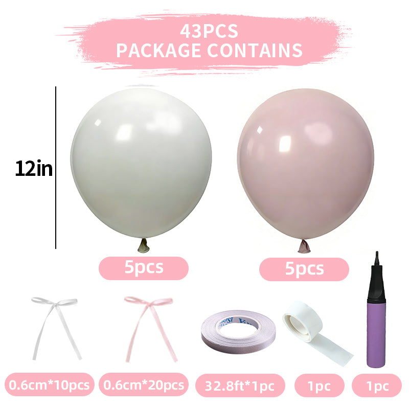 Mini Ribbon Bows Balloons DIY Party Decorations 12" Dusk Pink White