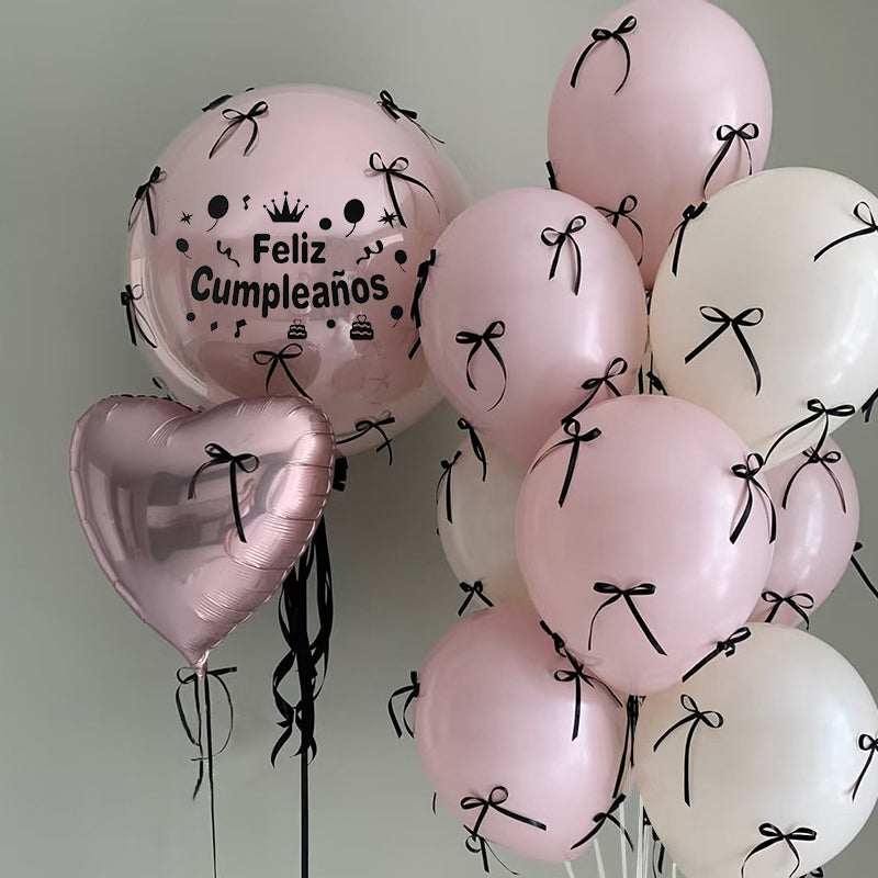 Mini Ribbon Bows Balloons DIY Party Decorations with BOBO Balloon 18" Pearl Pink Soft Pink