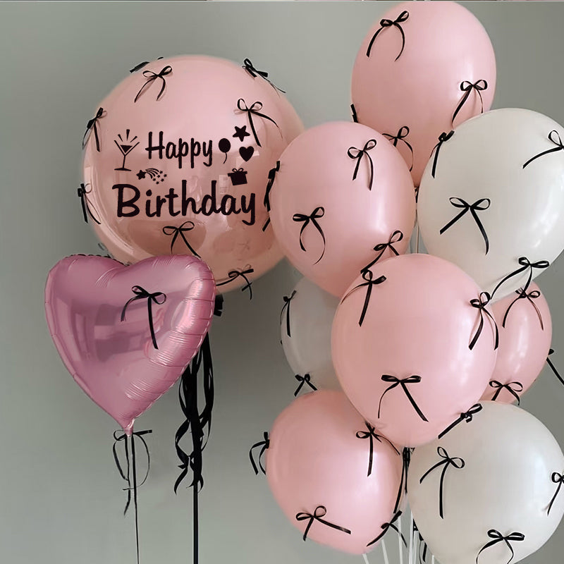 Mini Ribbon Bows Balloons DIY Party Decorations with BOBO Balloon 18" Pearl Pink Soft Pink