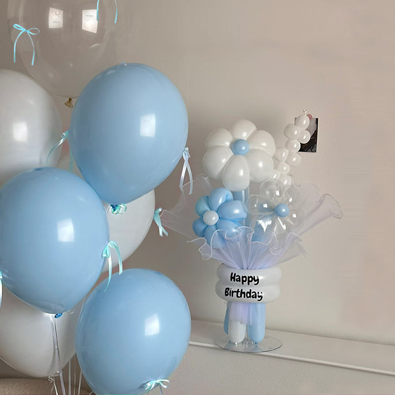 Mini Ribbon Bows Balloons DIY Party Decorations 10" Blue White