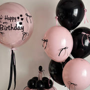 Mini Ribbon Bows Balloons DIY Party Decorations with BOBO Balloon 18" Soft Pink Black