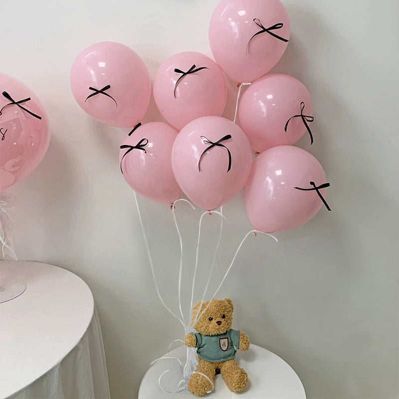 DIY Ribbon Bow Balloons Set 12" Soft Pink