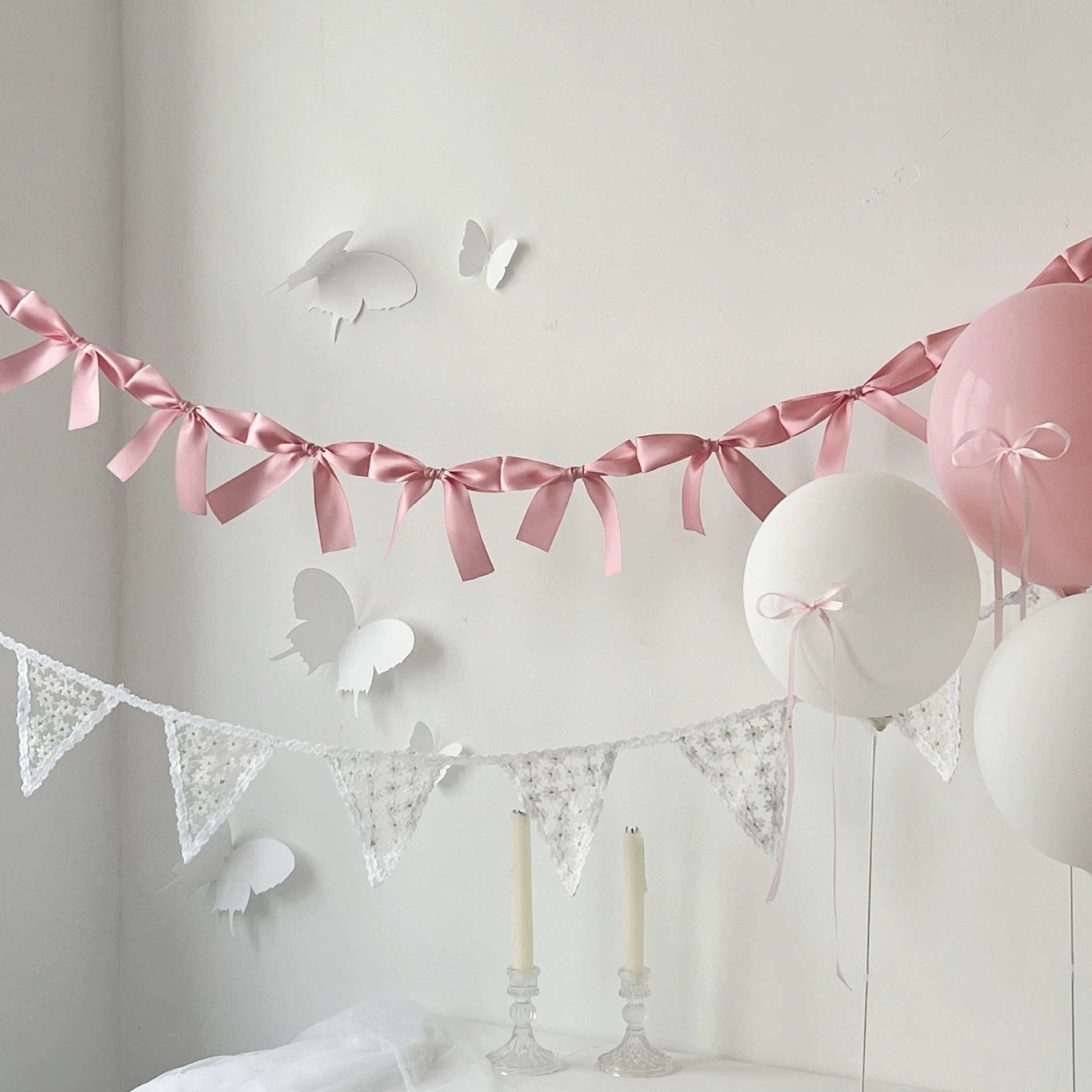 Ribbon Bow Garland Banner Set Purple