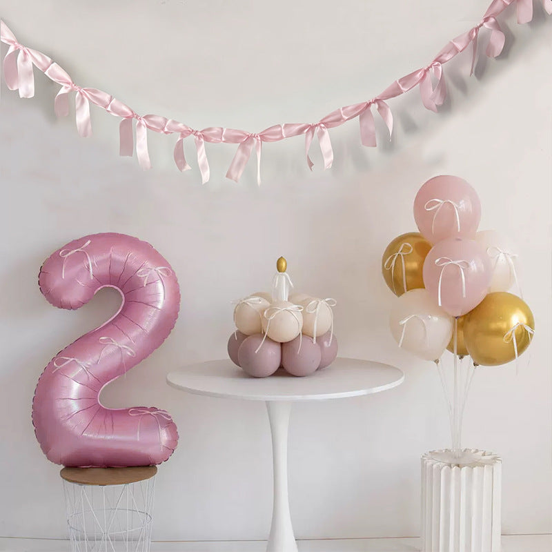 Ribbon Bow Garland Banner Set Purple