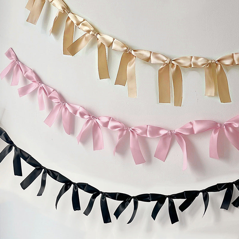 Ribbon Bow Garland Banner Set Purple