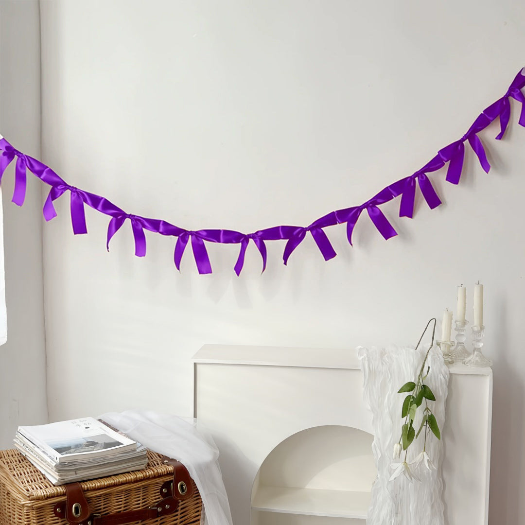 Ribbon Bow Garland Banner Set Purple