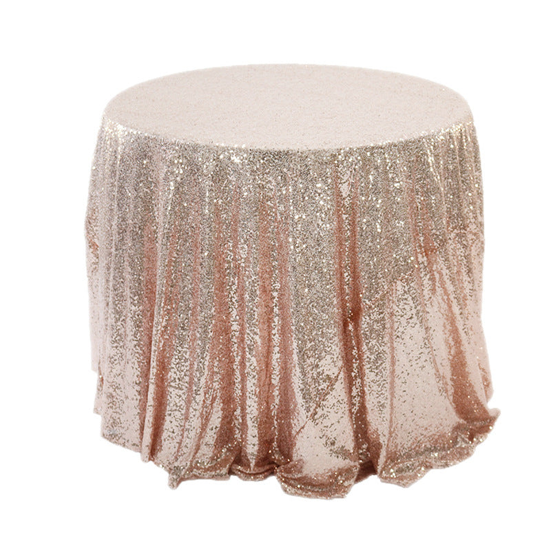 Sequin Round Tablecloth 90" Rose Gold