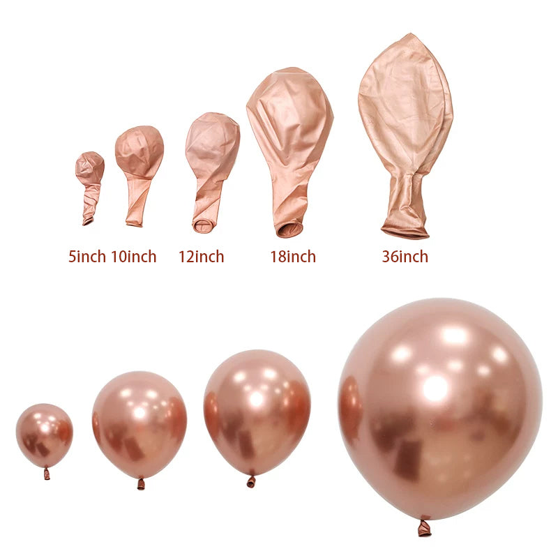 Metallic Rose Gold Latex Balloons For Birthday Party Decorations Available In 5Inch, 10Inch, 12Inch, 18Inch,36Inch