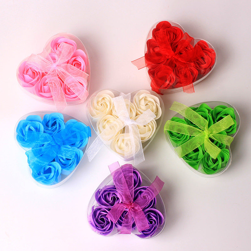 4 Pc 24 Pcs Scented Rose Soap Heart Shaped Party Favors Green