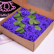 Artificial Flower Foam Rose 25pcs Real Looking Fake Rose Dark Purple