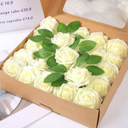 Artificial Flower Foam Rose 25pcs Real Looking Fake Rose Milky White