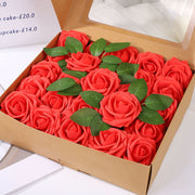 Artificial Flower Foam Rose 25pcs Real Looking Fake Rose Red