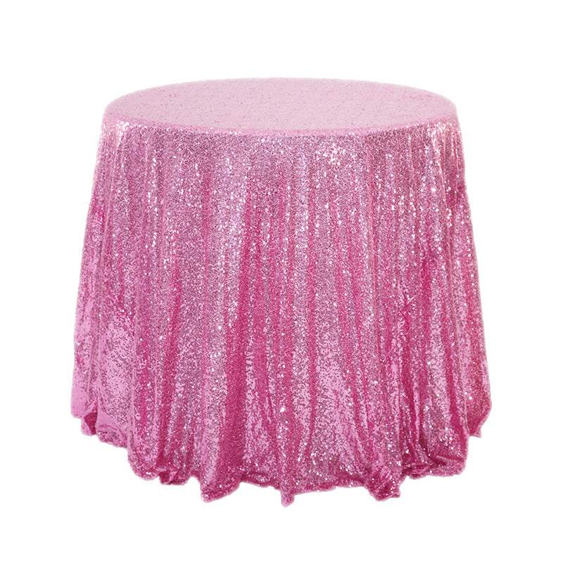 Glitz Sequins 132" Round Tablecloth Rose Pink