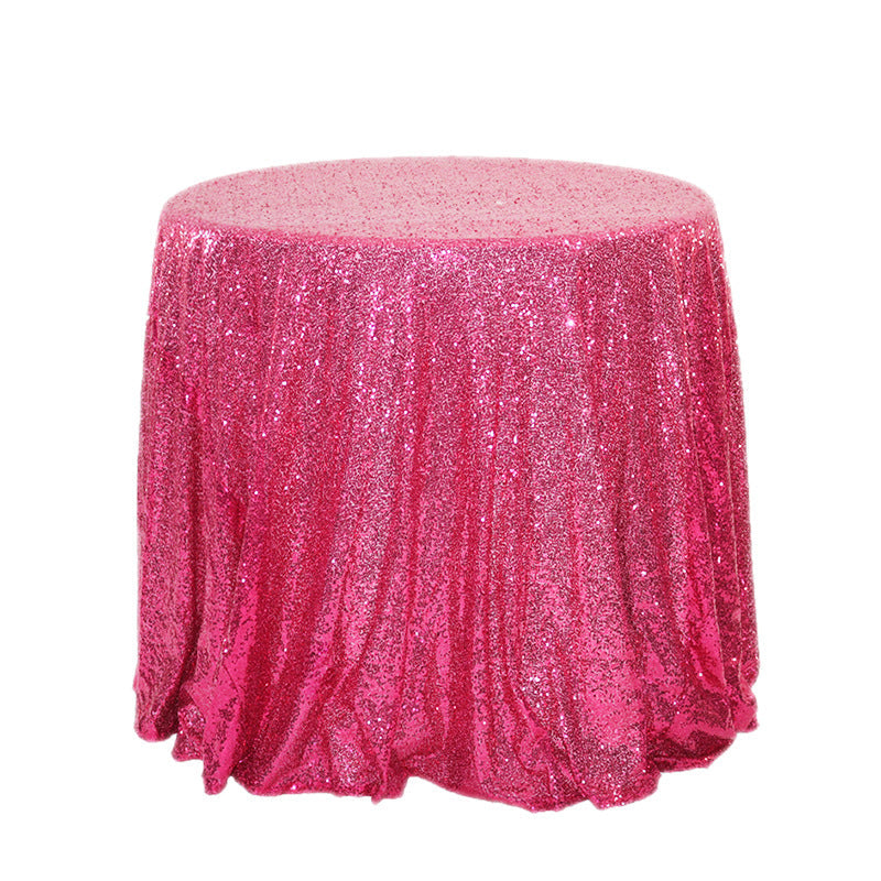 Sequin Round Tablecloth 90" Rose Red