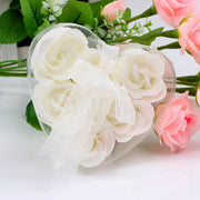 4 Pcs Rose Fragrance Heart-Shaped Soap Flower Gift Box White