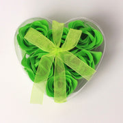 4 Pcs Rose Fragrance Heart-Shaped Soap Flower Gift Box Green