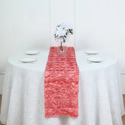 Wedding Rosette Satin Table Runner 108" x14" Rose