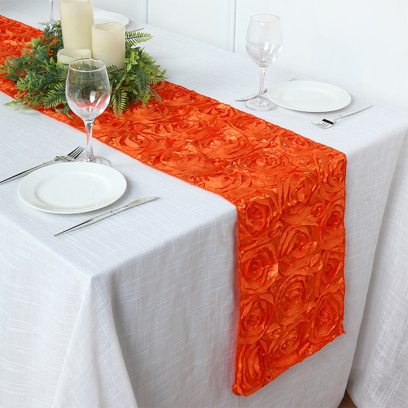 Rosette Satin Table Runner 14" x 108" Rose