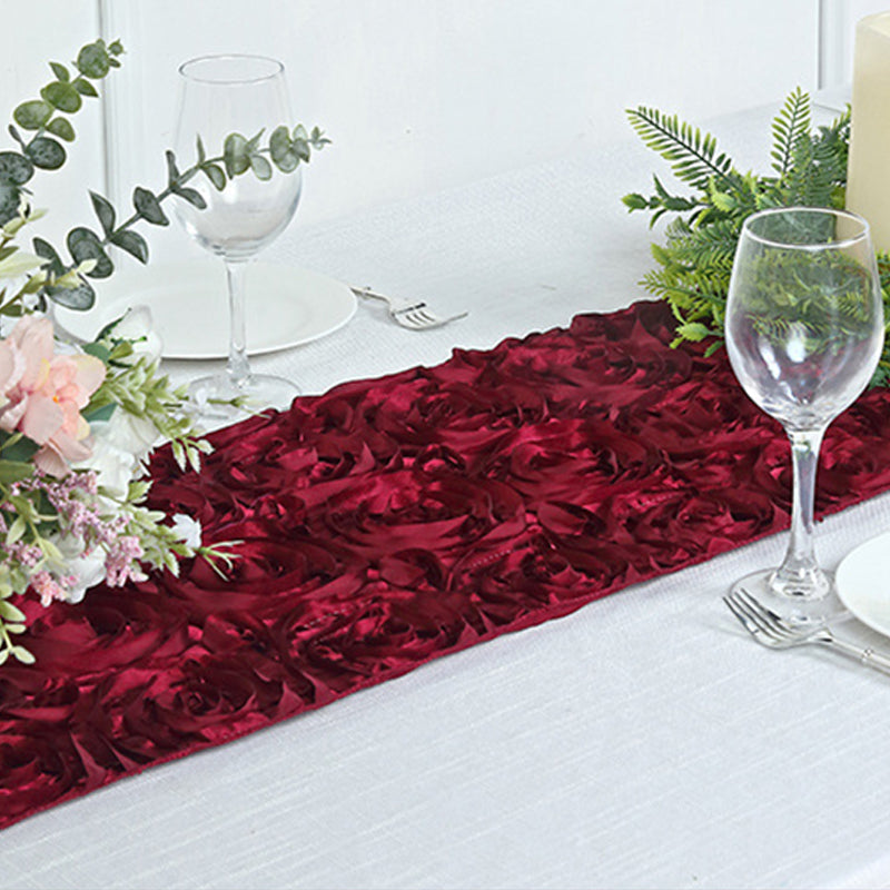 Rosette Satin Table Runner 14" x 108" Rose