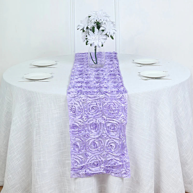 Wedding Rosette Satin Table Runner 108" x14" Light Purple