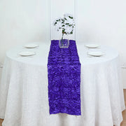 Wedding Rosette Satin Table Runner 108" x14" Purple