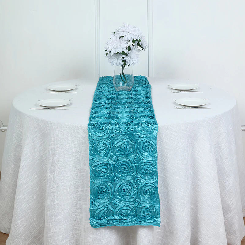 Wedding Rosette Satin Table Runner 108" x14" Sapphire