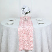 Wedding Rosette Satin Table Runner 108" x14" Light Pink