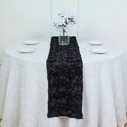 Wedding Rosette Satin Table Runner 108" x14" Black