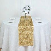 Wedding Rosette Satin Table Runner 108" x14" Light Gold